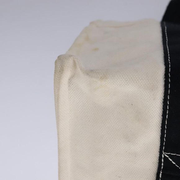 HERMES Bora Bora PM Tote Bag Canvas White Black Silver Auth bs21949