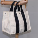 HERMES Bora Bora PM Tote Bag Canvas White Black Silver Auth bs21949-23