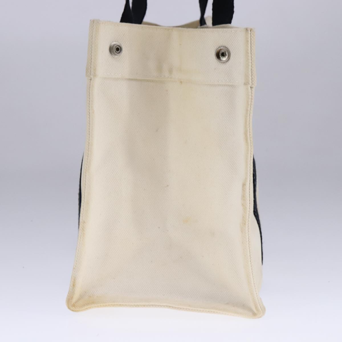 HERMES Bora Bora PM Tote Bag Canvas White Black Silver Auth