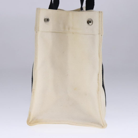 HERMES Bora Bora PM Tote Bag Canvas White Black Silver Auth bs21949