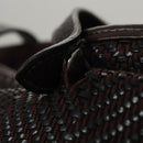 HERMES Kaba Chennai MM Hand Bag Canvas Leather Brown Silver Auth bs21951-10