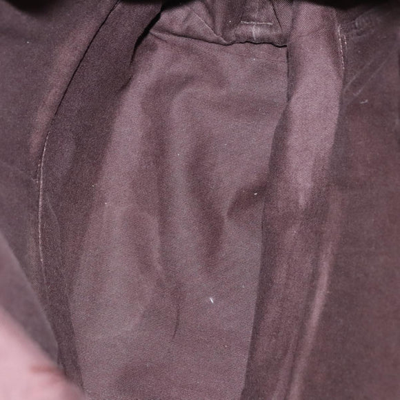 HERMES Kaba Chennai MM Hand Bag Canvas Leather Brown Silver Auth bs21951