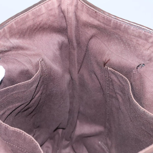 HERMES Kaba Chennai MM Hand Bag Canvas Leather Brown Silver Auth bs21951