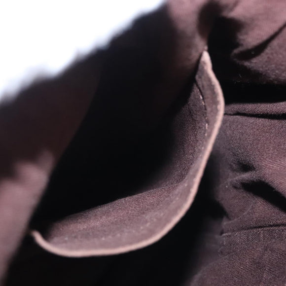 HERMES Kaba Chennai MM Hand Bag Canvas Leather Brown Silver Auth bs21951