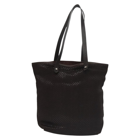 HERMES Kaba Chennai MM Hand Bag Canvas Leather Brown Silver Auth bs21951