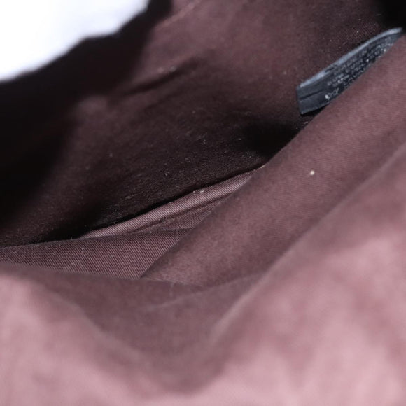 HERMES Kaba Chennai MM Hand Bag Canvas Leather Brown Silver Auth bs21951