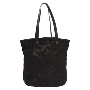 HERMES Kaba Chennai MM Hand Bag Canvas Leather Brown Silver Auth bs21951 - 0