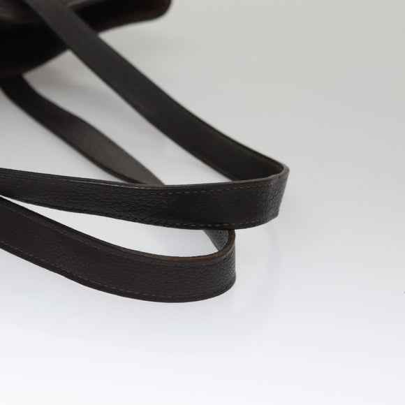 HERMES Kaba Chennai MM Hand Bag Canvas Leather Brown Silver Auth bs21951