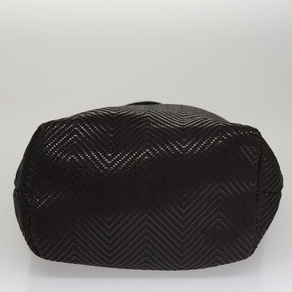 HERMES Kaba Chennai MM Hand Bag Canvas Leather Brown Silver Auth bs21951