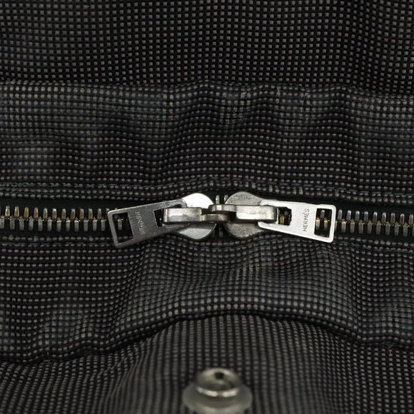 HERMES Her Line MM Hand Bag Canvas Gray Silver Auth bs21952