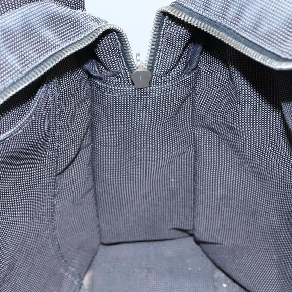 HERMES Her Line MM Hand Bag Canvas Gray Silver Auth bs21952