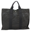 HERMES Her Line MM Hand Bag Canvas Gray Silver Auth bs21952-2