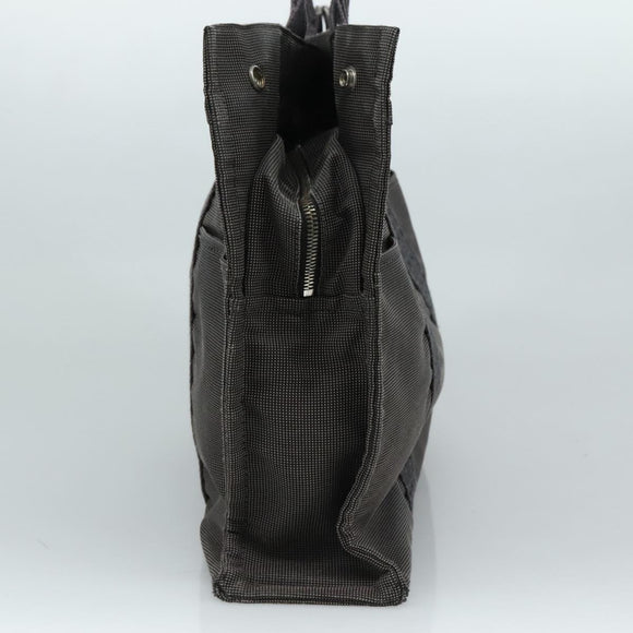 HERMES Her Line MM Hand Bag Canvas Gray Silver Auth bs21952