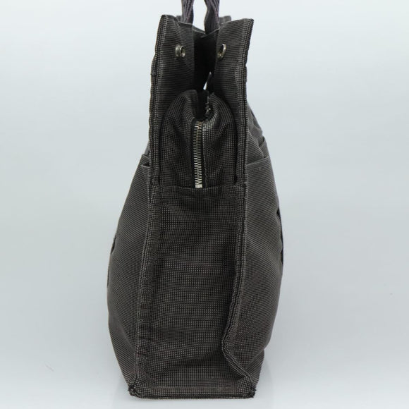 HERMES Her Line MM Hand Bag Canvas Gray Silver Auth bs21952