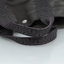 HERMES Her Line MM Hand Bag Canvas Gray Silver Auth bs21952-7