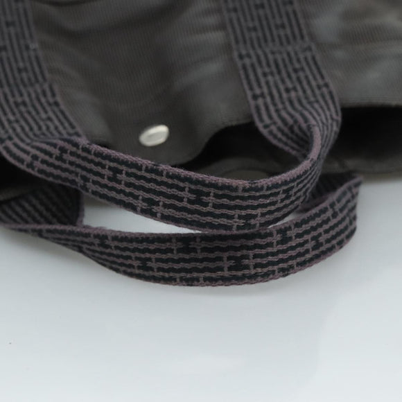 HERMES Her Line MM Hand Bag Canvas Gray Silver Auth bs21952