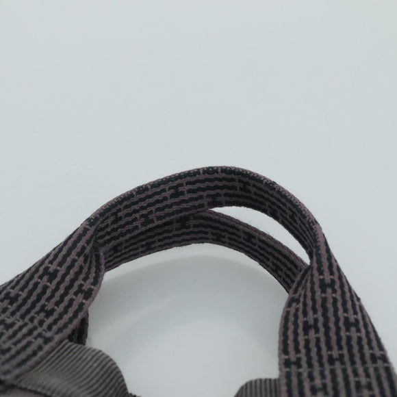 HERMES Her Line MM Hand Bag Canvas Gray Silver Auth bs21952