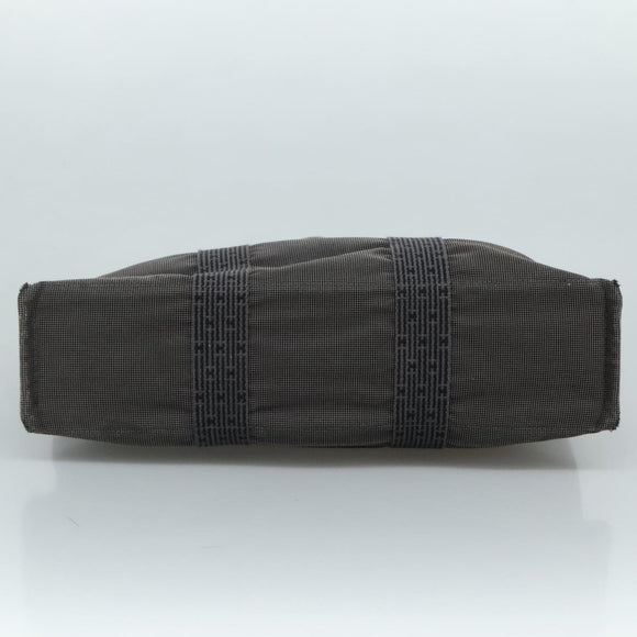 HERMES Her Line MM Hand Bag Canvas Gray Silver Auth bs21952