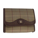 Burberrys Nova Check Clutch Bag Canvas Leather Beige Brown gold Auth bs21957-1