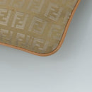 FENDI Zucchino Canvas Shoulder Bag Beige Gold Auth bs21960-16