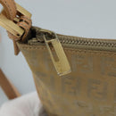 FENDI Zucchino Canvas Shoulder Bag Beige Gold Auth bs21960-10