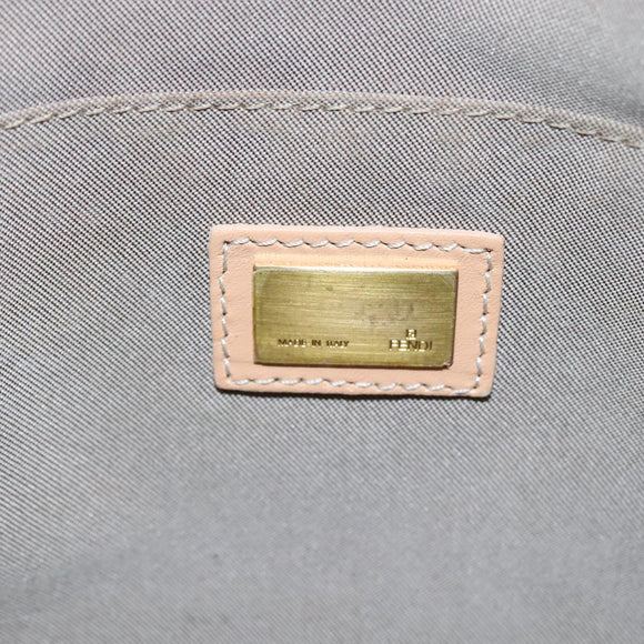 FENDI Zucchino Canvas Shoulder Bag Beige Gold Auth bs21960