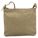 FENDI Zucchino Canvas Shoulder Bag Beige Gold Auth bs21960-13