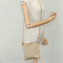 FENDI Zucchino Canvas Shoulder Bag Beige Gold Auth bs21960-22
