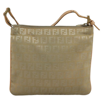 FENDI Zucchino Canvas Shoulder Bag Beige Gold Auth bs21960 - 0