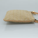 FENDI Zucchino Canvas Shoulder Bag Beige Gold Auth bs21960-3