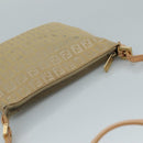 FENDI Zucchino Canvas Shoulder Bag Beige Gold Auth bs21960-6