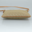 FENDI Zucchino Canvas Shoulder Bag Beige Gold Auth bs21960-5