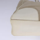 PRADA Tote Bag Canvas Leather Beige White Silver Auth bs21967-14