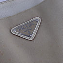 PRADA Tote Bag Canvas Leather Beige White Silver Auth bs21967-17
