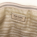 PRADA Tote Bag Canvas Leather Beige White Silver Auth bs21967-18