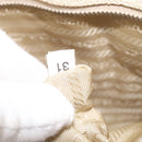 PRADA Tote Bag Canvas Leather Beige White Silver Auth bs21967-11