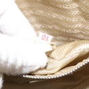 PRADA Tote Bag Canvas Leather Beige White Silver Auth bs21967-12