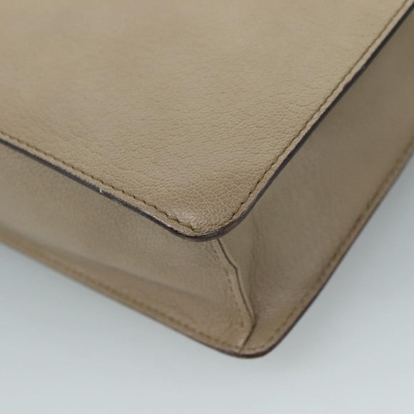 GUCCI Shoulder Bag Leather Wood Beige Black gold Auth bs21980