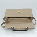 GUCCI Shoulder Bag Leather Wood Beige Black gold Auth bs21980-10