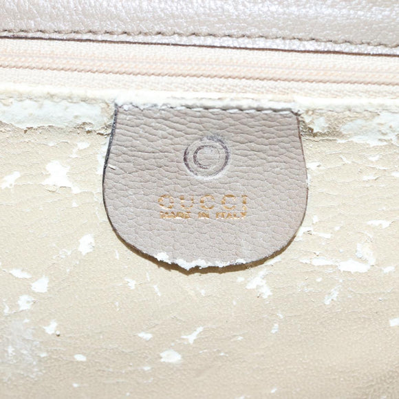 GUCCI Shoulder Bag Leather Wood Beige Black gold Auth bs21980