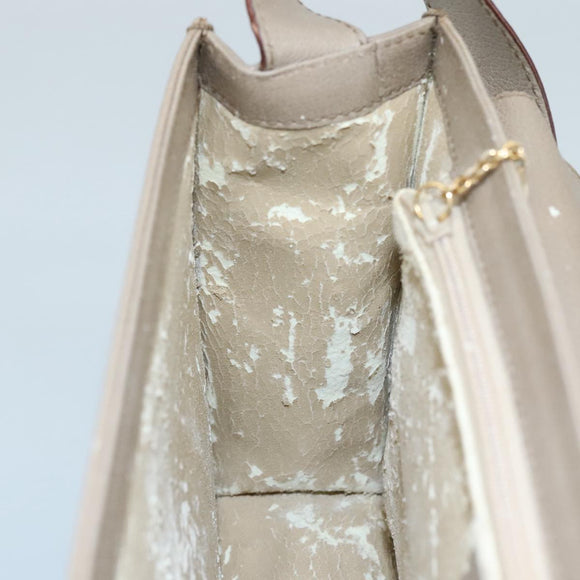 GUCCI Shoulder Bag Leather Wood Beige Black gold Auth bs21980