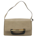 GUCCI Shoulder Bag Leather Wood Beige Black gold Auth bs21980-13