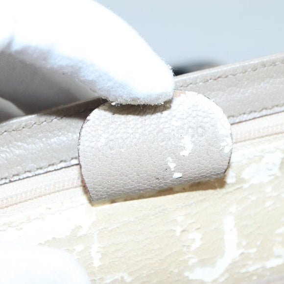 GUCCI Shoulder Bag Leather Wood Beige Black gold Auth bs21980