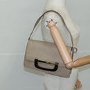 GUCCI Shoulder Bag Leather Wood Beige Black gold Auth bs21980-22