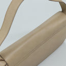 GUCCI Shoulder Bag Leather Wood Beige Black gold Auth bs21980-6