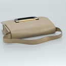 GUCCI Shoulder Bag Leather Wood Beige Black gold Auth bs21980-7