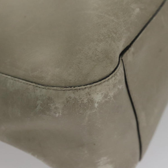 PRADA Shoulder Bag Leather Plastic Gray Dark Brown Auth bs21988