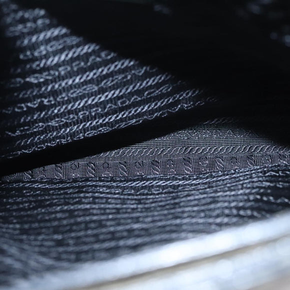 PRADA Shoulder Bag Leather Plastic Gray Dark Brown Auth bs21988