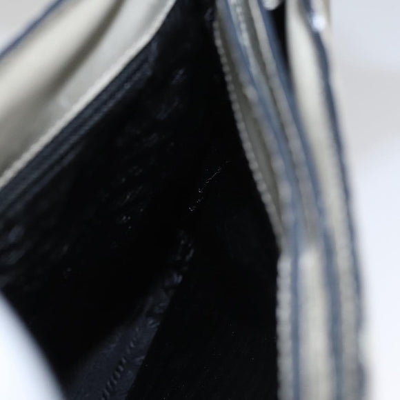 PRADA Shoulder Bag Leather Plastic Gray Dark Brown Auth bs21988