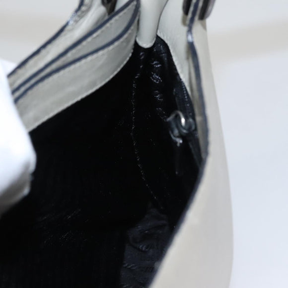 PRADA Shoulder Bag Leather Plastic Gray Dark Brown Auth bs21988